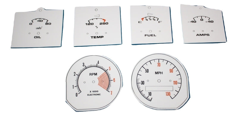 Dash Dial Decal Set : R/T Charger & VH Pacer Custom White - Interior