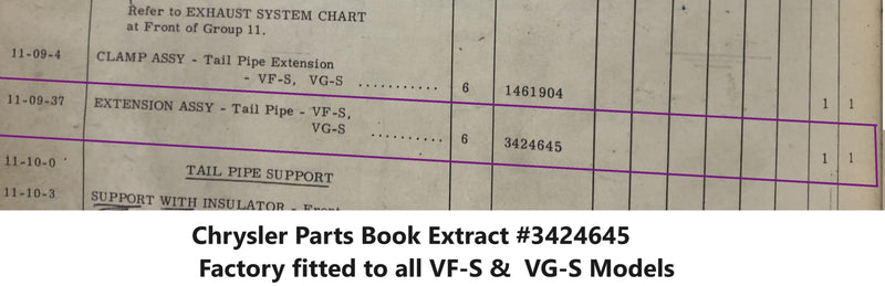 Exhaust Tip Suits Valiant Pacer VF & VG Pacer Models, including E31 - E34