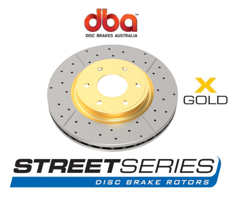 DBA Drilled & Slotted Front Disc Brake Rotor X GOLD Series - VH VJ VK & CL