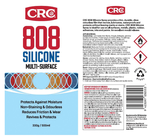 CRC 808 Silicone Spray - (Weather Seal & Rubber Kit Softener Spray)