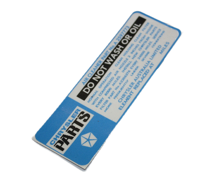 Do Not Wash Air Cleaner Decal Light Blue - Late VF