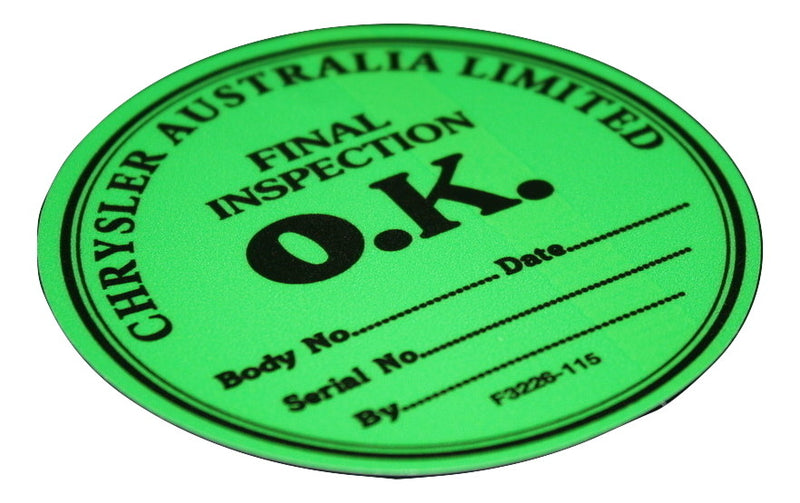 Valiant Pre Dealer Inspection Decal (Late) - Decals