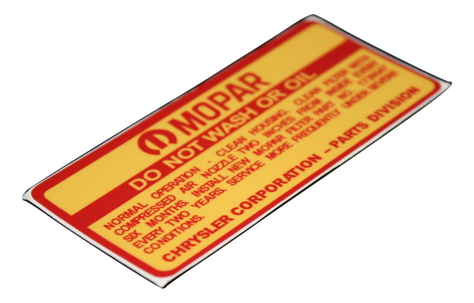 DO Not Wash Air Cleaner Decal - AP6/VE/VC | Decals