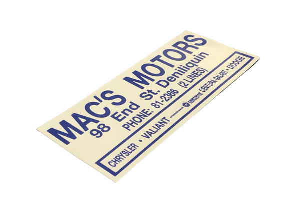 Mac's Motors of Deniliquin Dealer Decal