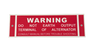 Alternator Warning Plate RV1