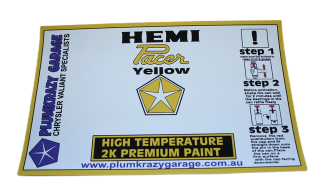 2K Premium Paint - Hemi Pacer YELLOW- Aerosol High Temp Engine Paint